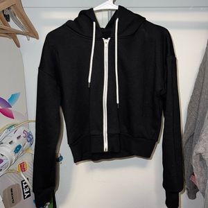 Black cropped zip up